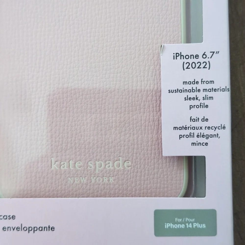 Kate Spade iPhone 14 Plus Phone Case Pink White iPhone Wrap Case